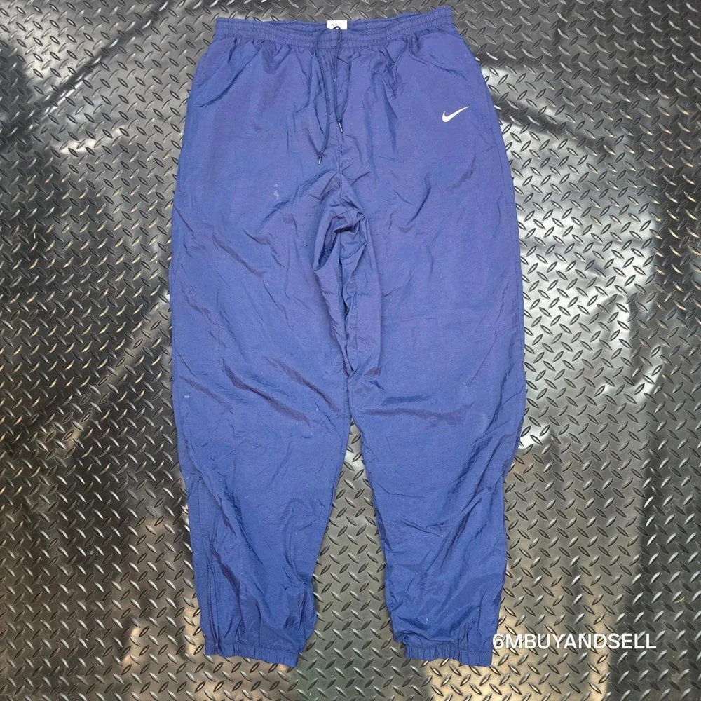 Vintage Nike Windbreaker Track Pants Navy Blue Nylon Baggy XL RN 56323 CA 05553